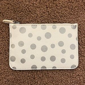 LOFT White & Silver Polka Dotted Wallet/Coin Purse Used- in good condition